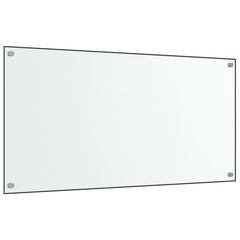 Two transparent tempered glass kitchen backsplashes, each 31.5 by 23.6 inches, with pre-drilled holes.