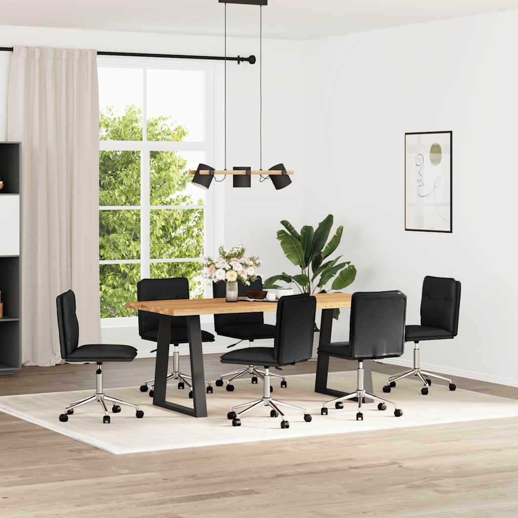 Dining Chair Set of 6 Black Faux leather, plywood, metal Standard