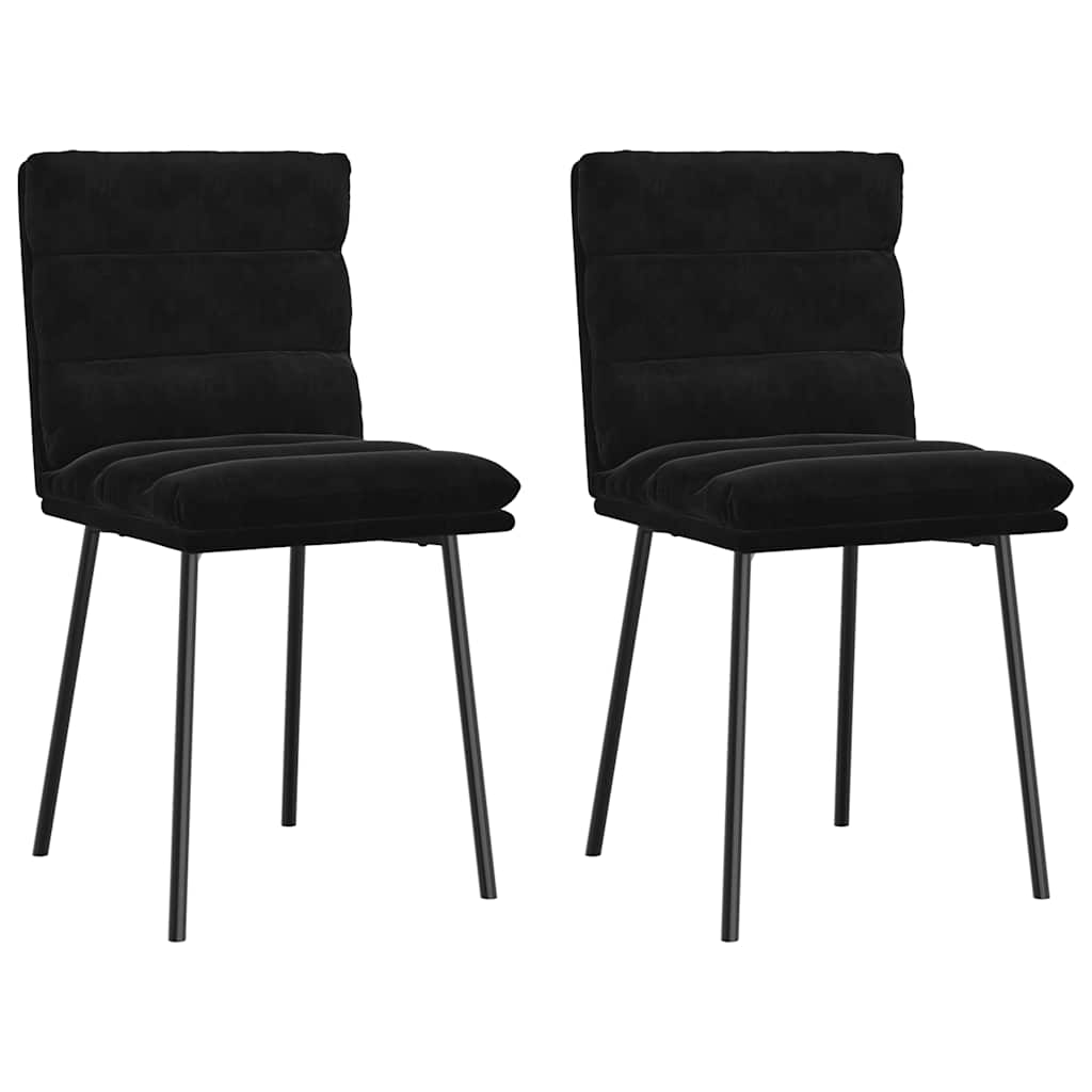 Dining Chair Set of 2 Black Velvet (100% polyester), plywood, metal