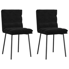 Dining Chair Set of 2 Black Velvet (100% polyester), plywood, metal