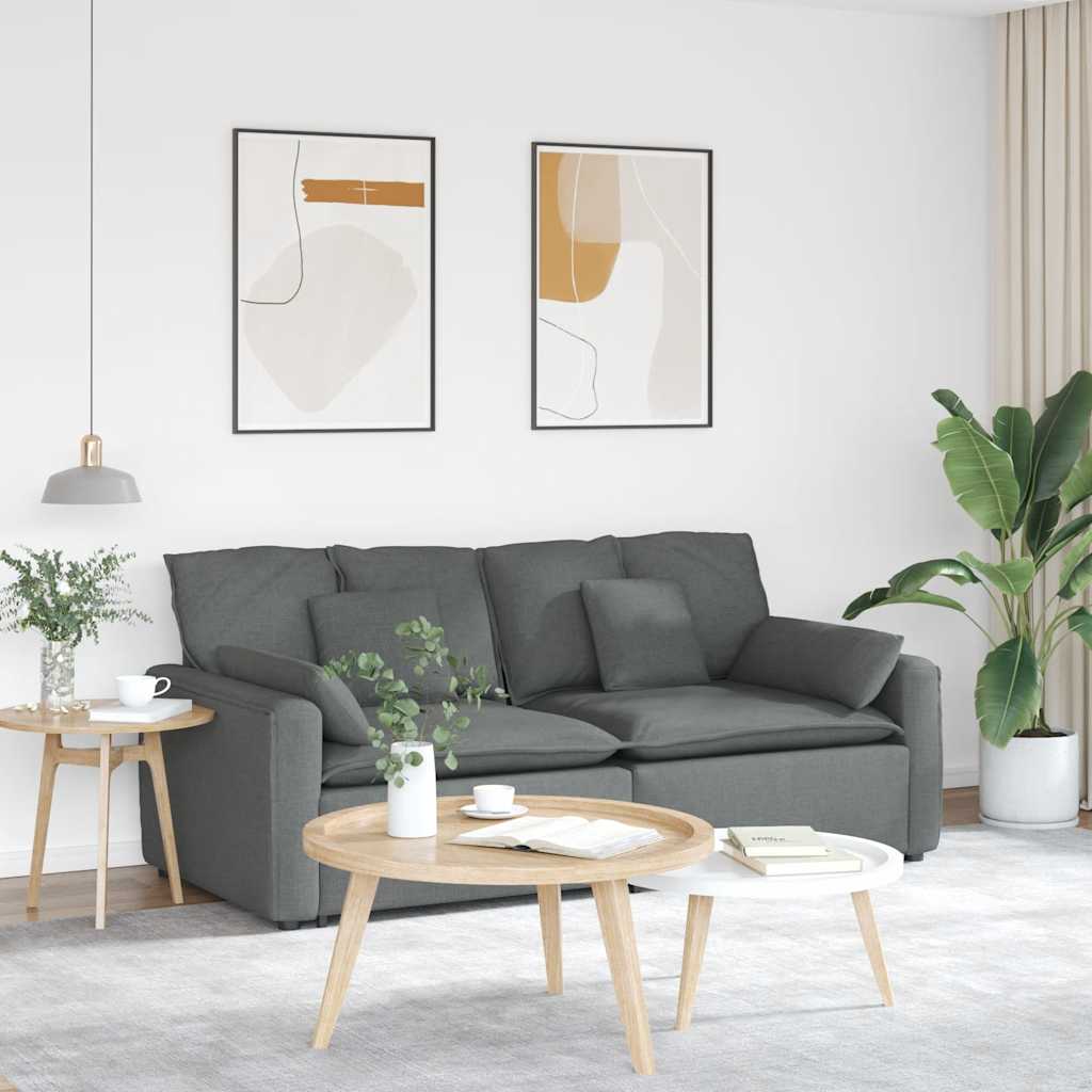 Modular Sofa with Cushions Dark Gray
