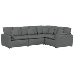 Modular Sofa with Cushions Fabric Dark Gray