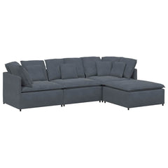 Modular Sofa Dark Gray Velvet (100% Polyester), Foam, Metal, Wood