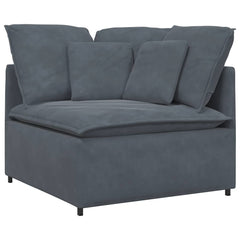Modular Sofa Dark Gray Velvet (100% Polyester), Foam, Metal, Wood