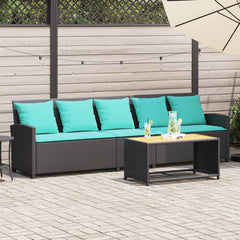 Patio Sofa 5-Seater with Cushions Black Poly Rattan