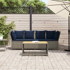 Patio Sofa with Cushions Gray Poly Rattan