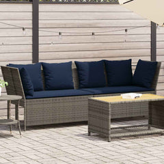 Patio Sofa with Cushions Gray Poly Rattan