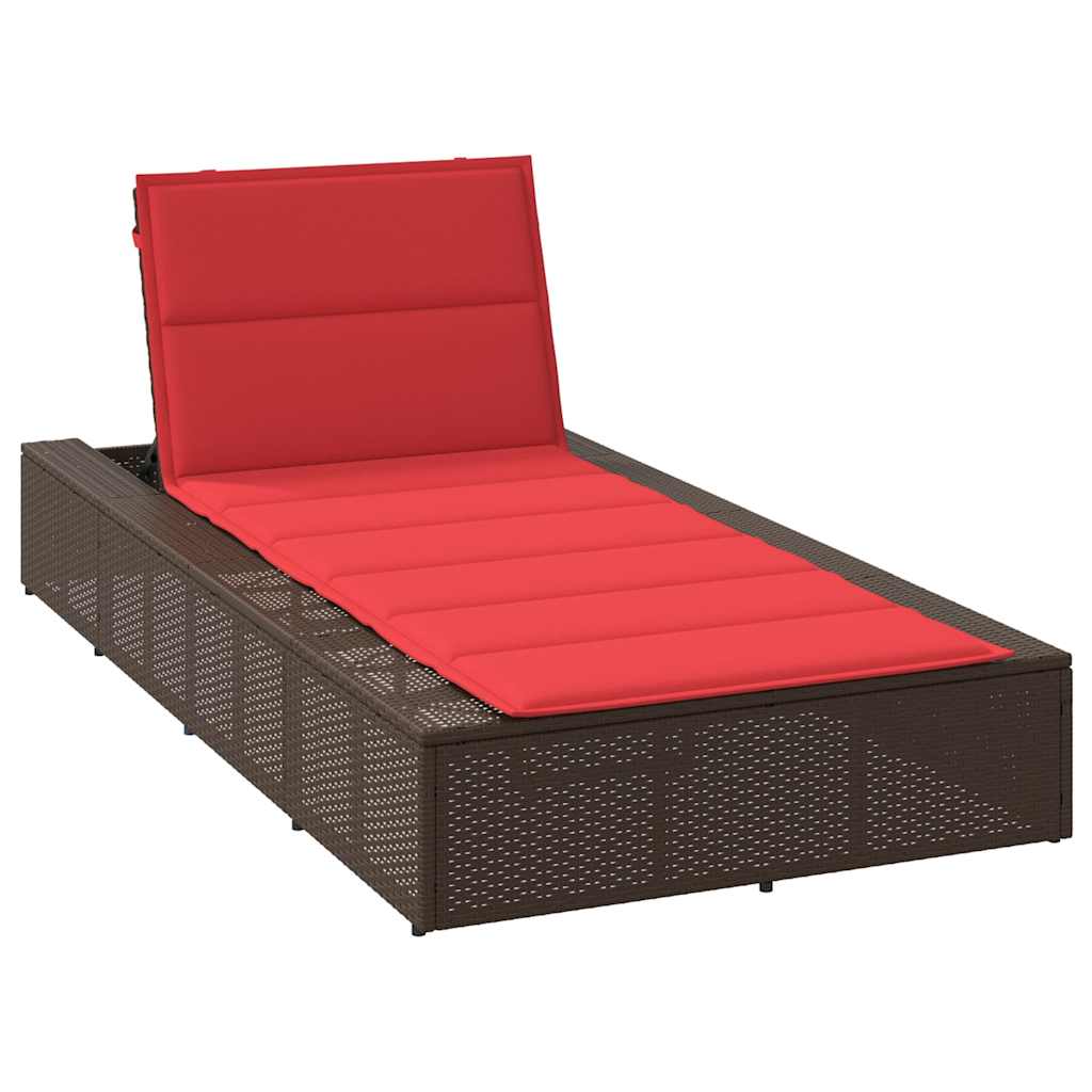 Patio Sunbed Brown Poly Rattan Single Durable
