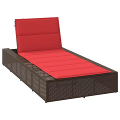 Patio Sunbed Brown Poly Rattan Single Durable