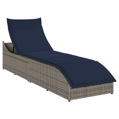 Folding Sun Lounger Grey PE rattan Standard Foldable