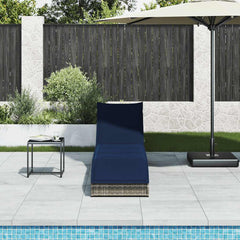 Folding Sun Lounger Grey PE rattan Standard Foldable