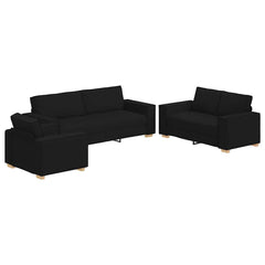 Sofa 3 pcs Black 86.61 x 31.50 x 33.07 in Linen-blend Fabric