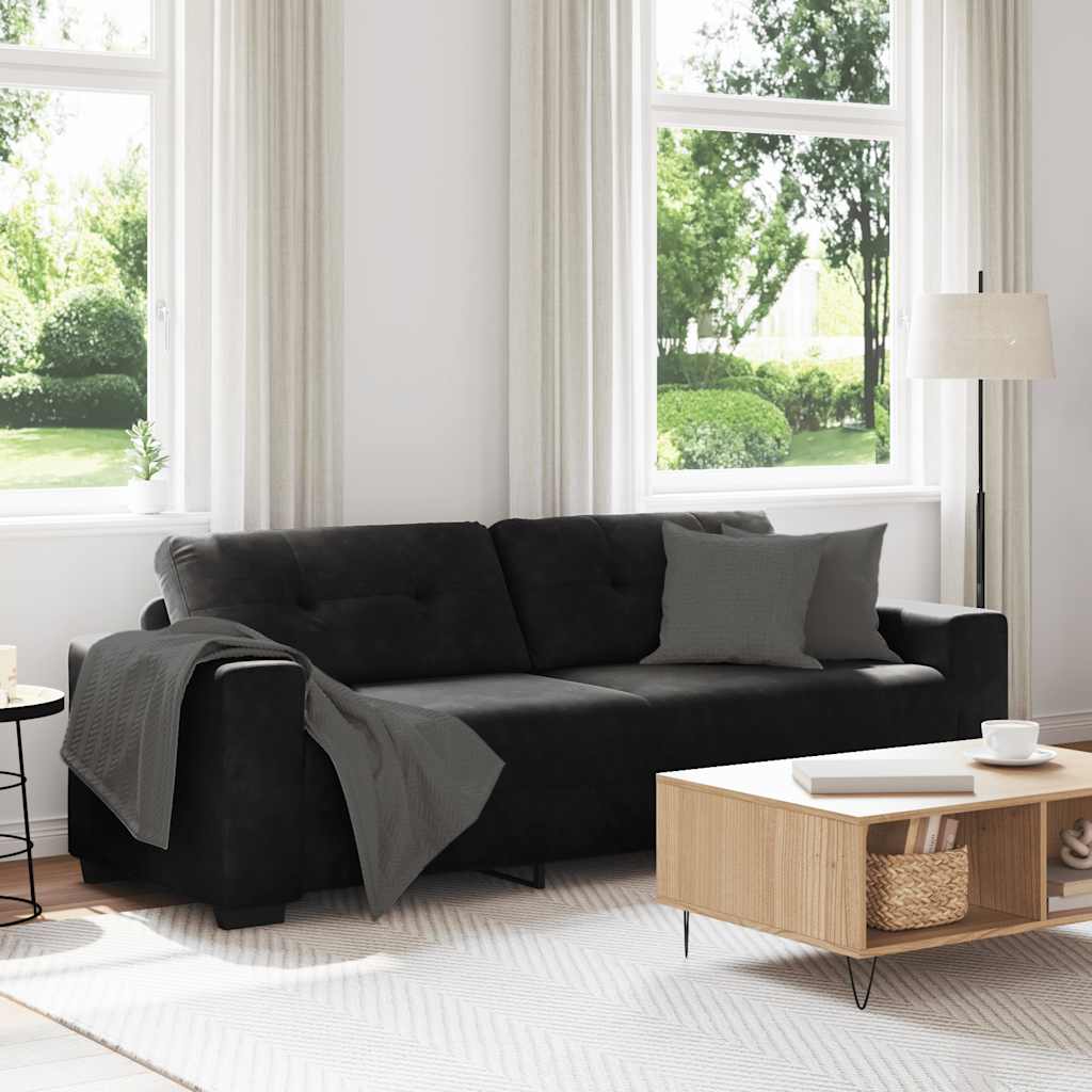 3-Seater Sofa Black 220x78x80 cm Velvet