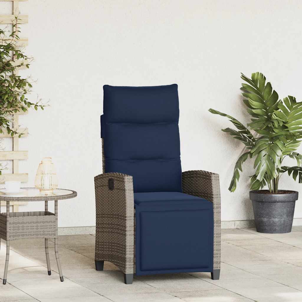 Reclining Garden Chair Grey, Navy Blue