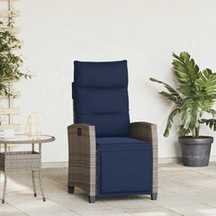 Reclining Garden Chair Grey, Navy Blue