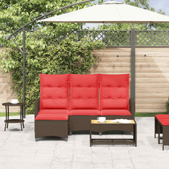 Reclining Patio Sofa with Cushions L-shaped Brown Poly Rattan