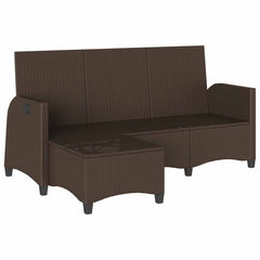Reclining Patio Sofa with Cushions L-shaped Brown Poly Rattan