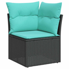 6 Piece Patio Sofa Set with Cushions Black Poly Rattan