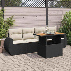 Garden Sofa Set Black PE rattan Large Adjustable Armrests