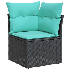 9 Piece Patio Sofa Set with Cushions Black Poly Rattan