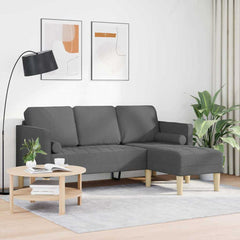 Sofa Set with Cushion Dark Grey Polyester