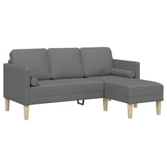 Sofa Set with Cushion Dark Grey Polyester