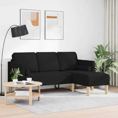 Sofa Set with Cushion Black Polyester