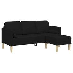 Sofa Set with Cushion Black Polyester
