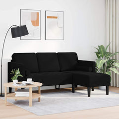 Sofa Set with Cushion Black Polyester