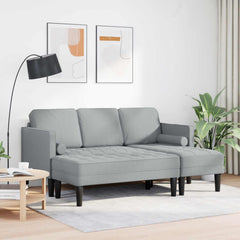 Sofa Set with Cushion 2 pcs Light Grey Polyester