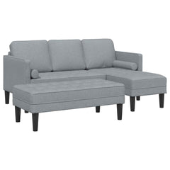 Sofa Set with Cushion 2 pcs Light Grey Polyester
