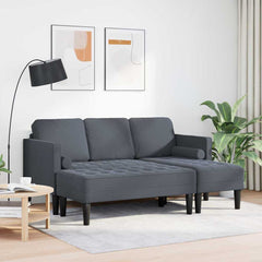 Sofa Set with Cushion 2 pcs Dark Grey Polyester