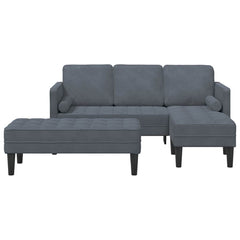 Sofa Set with Cushion 2 pcs Dark Grey Polyester