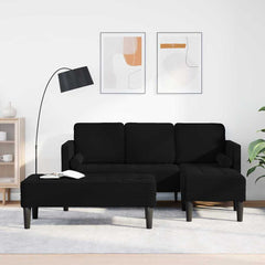 Sofa Set with Cushion 2 pcs Black Polyester