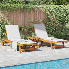 Sun Lounger Set of 2 Acacia Wood Solid Acacia Wood Standard