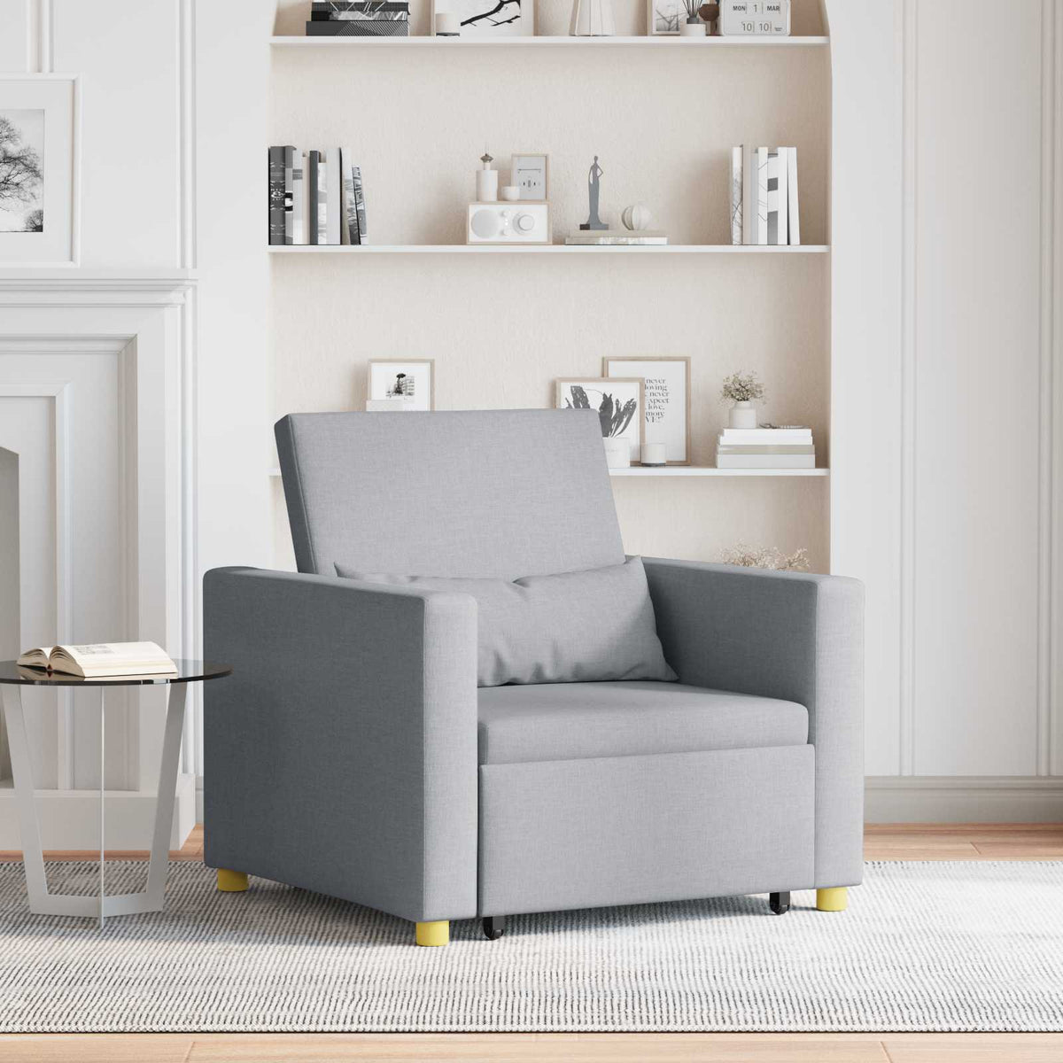 Pull out Sofa Bed Single Light grey 35.43 x 64.96 x 34.25 in