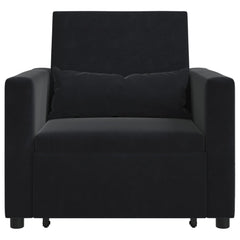 Pull out Sofa Bed Single with Wheels Black Velvet