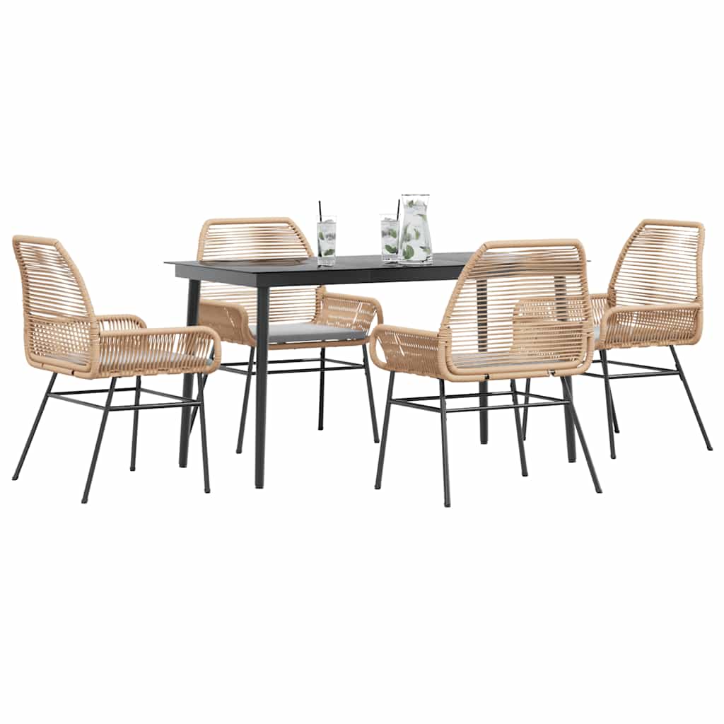 Garden Dining Set Brown Poly Rattan Medium Removable Covers