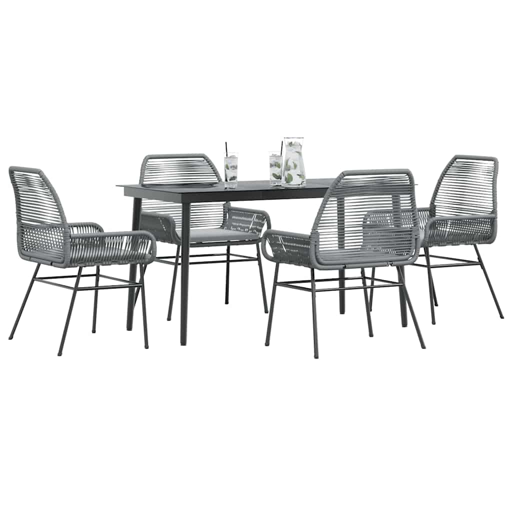 Garden Dining Set Grey PE rattan 5 Piece Set