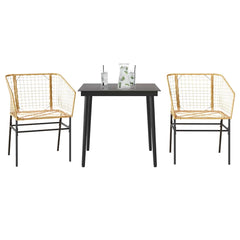 Garden Dining Set Brown PE Rattan Medium Durable