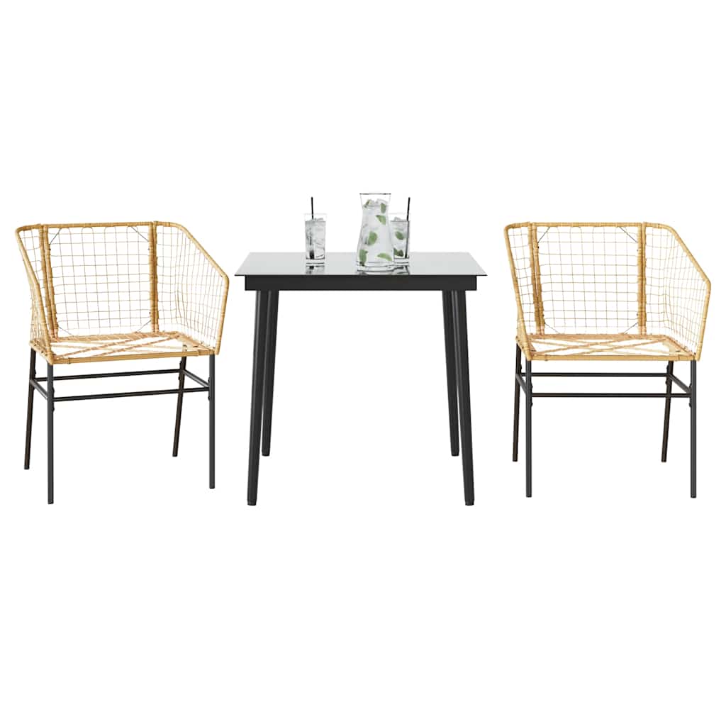 Garden Dining Set Brown PE Rattan Medium Durable