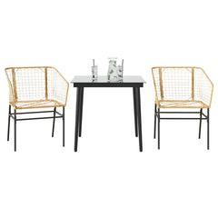 Garden Dining Set Brown PE Rattan Medium Durable