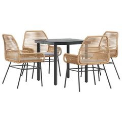 Garden Dining Set Brown table and chairs, Light grey cushions