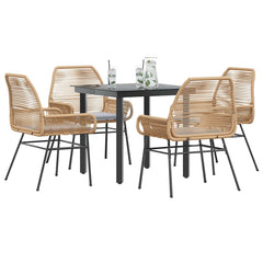 Garden Dining Set Brown table and chairs, Light grey cushions