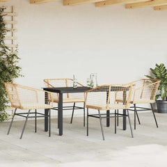 Garden Dining Set Brown PE Rattan 5 Piece Set