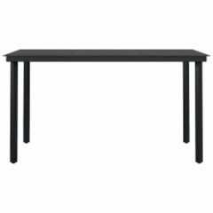 Garden Dining Set Table: Black, Chair: Grey, Cushion: Light Grey