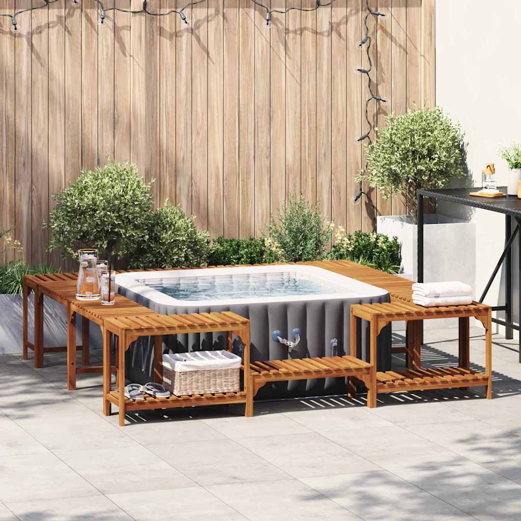Hot Tub Surround Brown 90.55 x 90.55 in Solid Acacia Wood