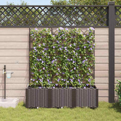 Garden Planter 3 pcs Brown Plastic