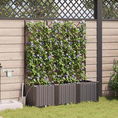 Garden Planter 3 pcs Brown Plastic