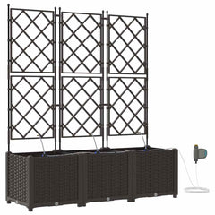 Garden Planter 3 pcs Brown Plastic